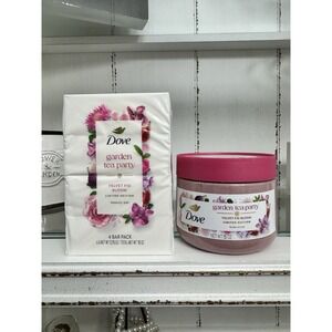 Dove Garden Tea Party Velvet Fig Bloom Body Scrub & Beauty Bar Bundle
